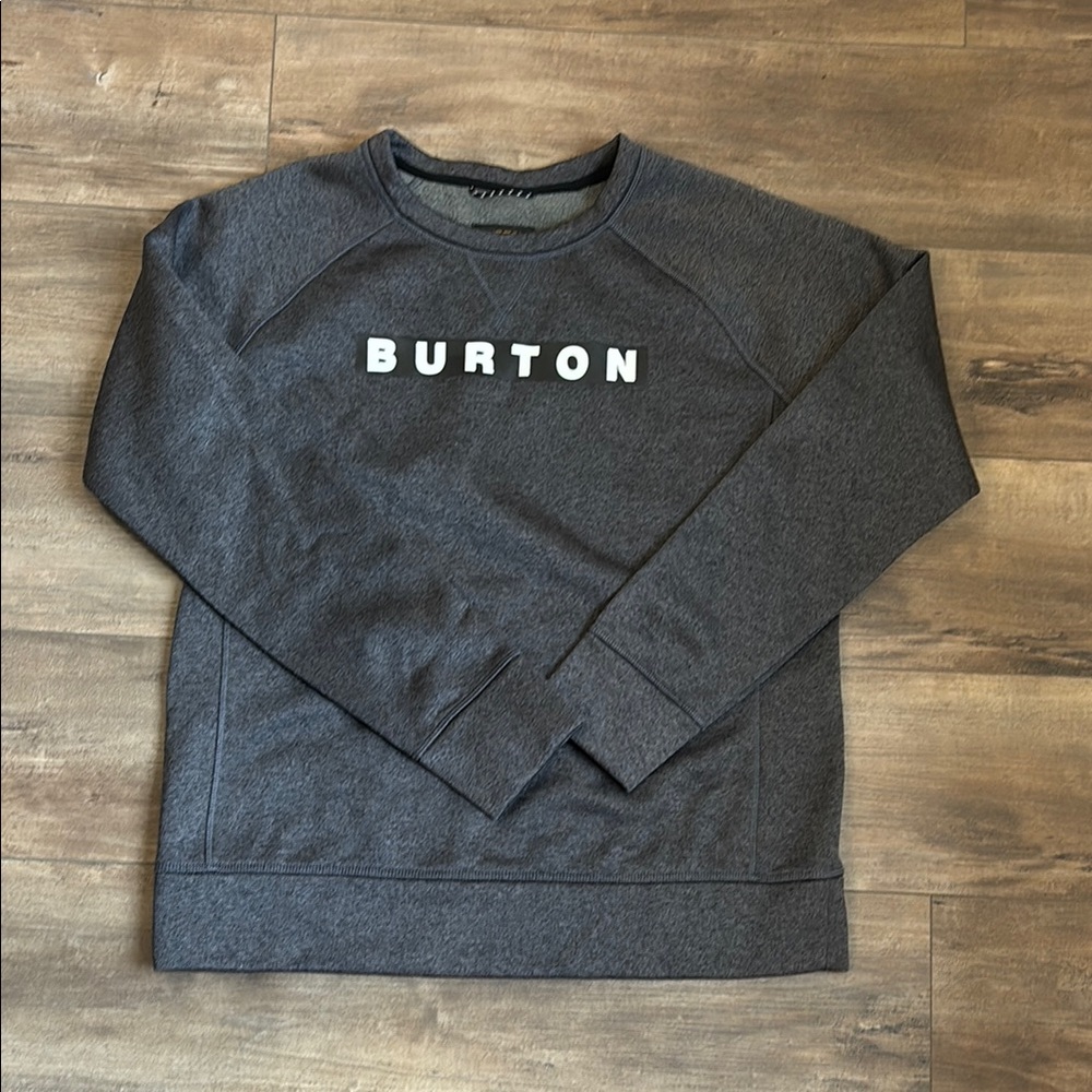 Burton Gray Crewneck Sweater with Ribbed Cuffs